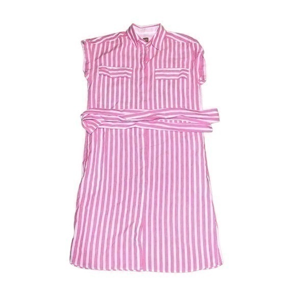 Boss by Hugo boss linen blend striped dress pink/white